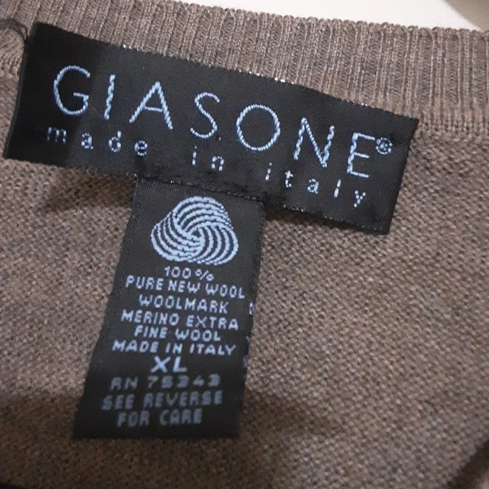 Giasone Men Brown Sweater Wool Pull Over Soft Event Office Luxury Y2k Grandpa Xl